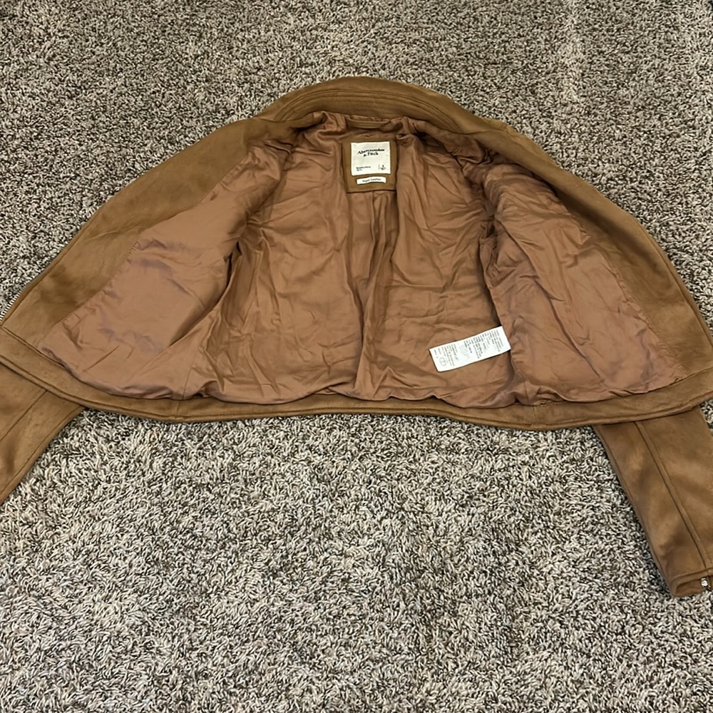 Abercrombie & Fitch Vegan Leather Suede Jacket Women’s Size Small - Picture 9 of 16